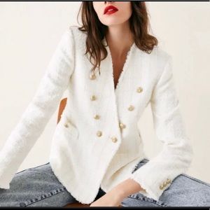 New cream white Zara blazer with gold buttons size USA L